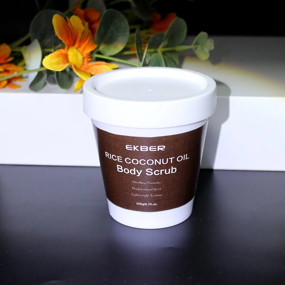 Private Label Natural Organic Vegan Nourishing Hydration Moisturizing 100% Virgin Coconut Oil Cream Rice Coconut Oil Body Scrub