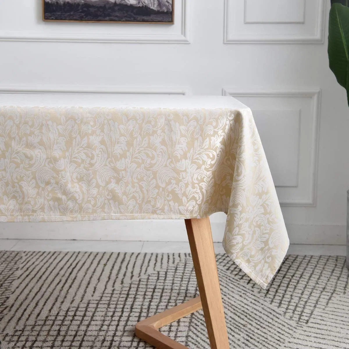 Jacquard Tablecloth Damask Design Water Resistance Antiwrinkle Oil Proof Table Cloth for Buffet Banquet Parties