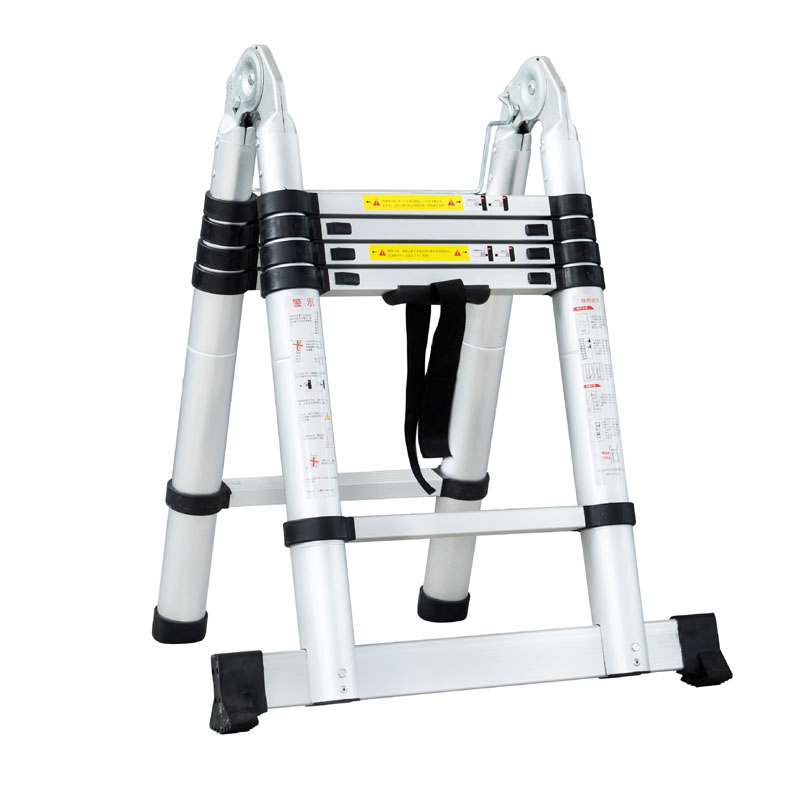 Thickened Aluminum Alloy 4.4m Single-Sided Telescopic Lift with Hook Portable Indoor and Outdoor Household Straight Ladder