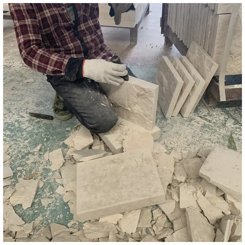 Natural Split White Limestone Interior and Exterior Wall Cladding Tiles