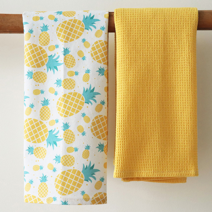 Custom 100% Cotton Flour Sack Kitchen Dish Towel Print Design Cotton Linen Woven Tea Towel for Kitchen Cleaning