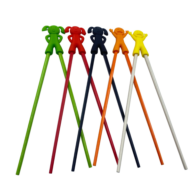 Wholesale OEM Cartoon Tableware Reusable FDA Colorful Silicone Chopsticks for Children