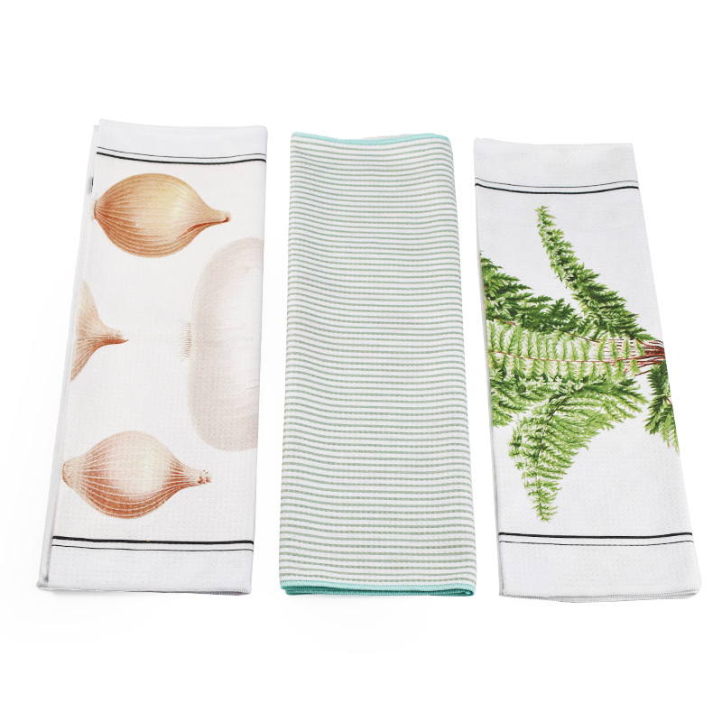 Wholesale Embroidered Logo Tea Towel 40*60cm Hanging Customized Printed Waffle Kitchen Tea Towels