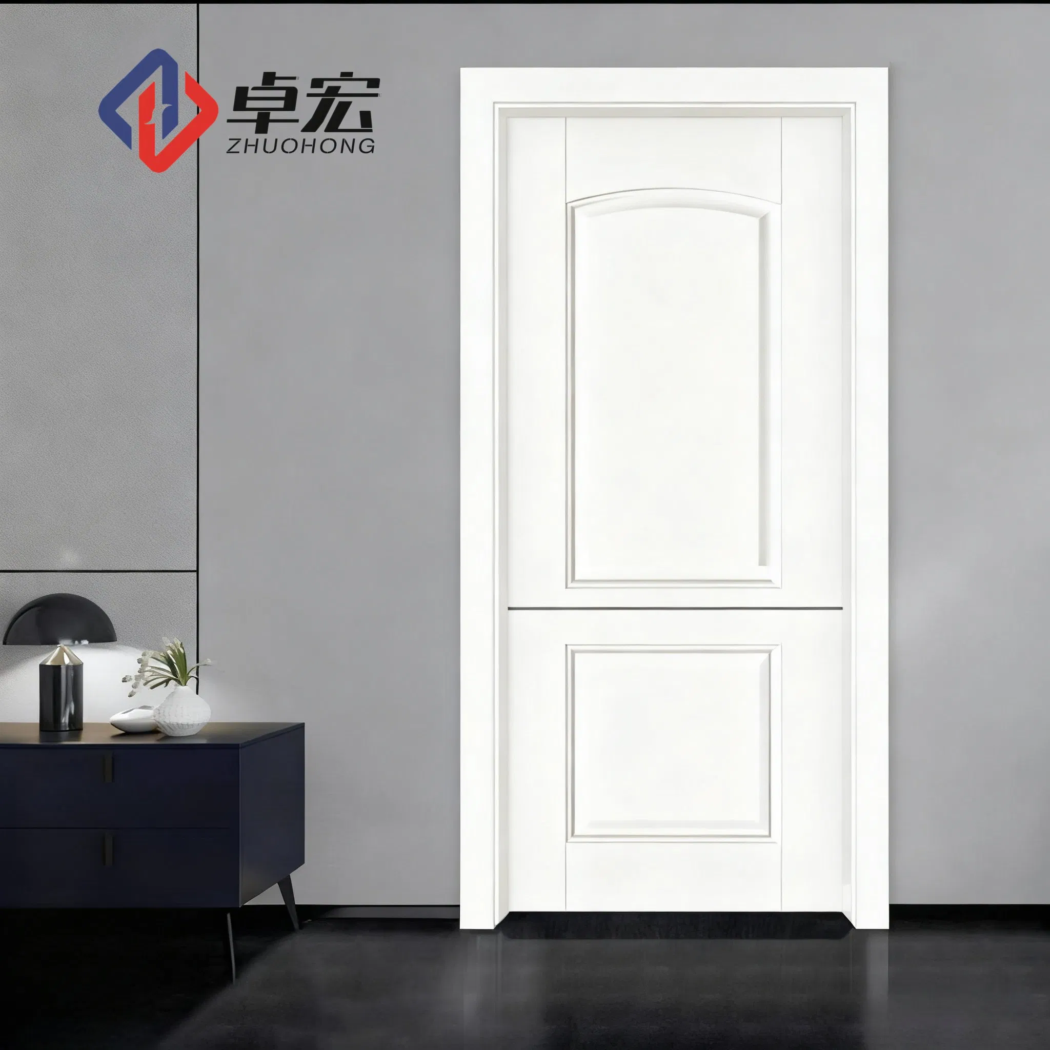 Luxurious Geometry Style Interior Door Prehung Waterproof Solid Wooden Flush White Aluminum Decoration Bedroom Door for Houses