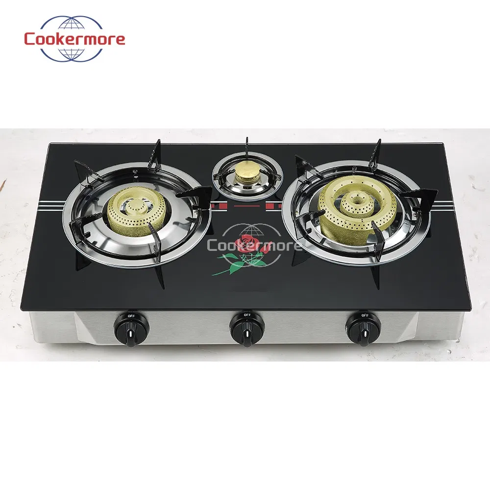 Kitchen Appliance Three-Burner Frosted Glass Top Stylish Desktop Kitchen Gas Hob