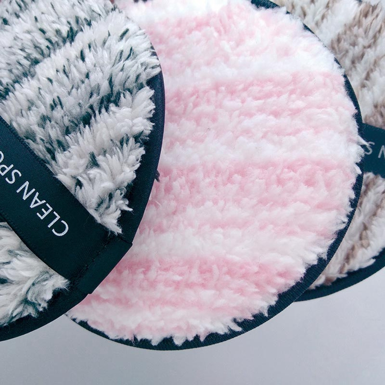 Custom Eye and Lip Makeup Towel Remover Pad Organic Two-Tone Stripes Cotton Resuable Makeup Removal Pads