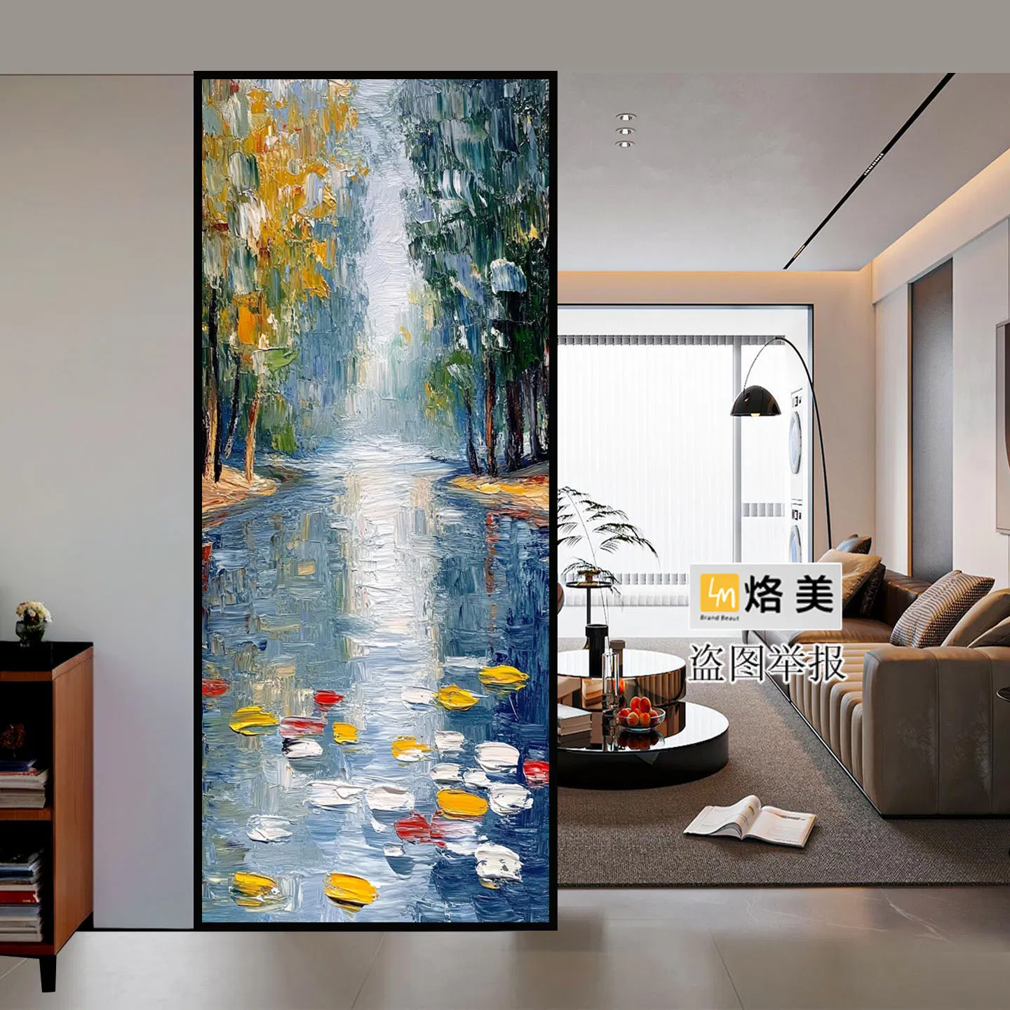 French-Style Luxuryart Glassliving Room Partition Screenoil Painting, Stained Glass