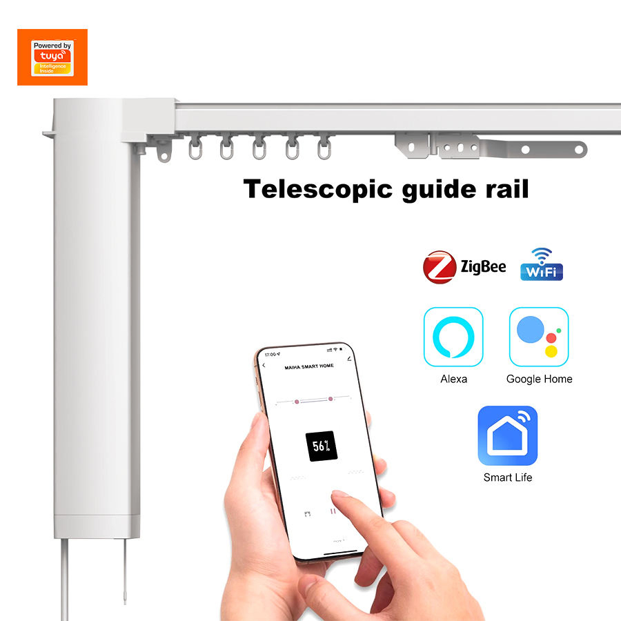 Tuya Alexa Smart Motorized Curtain Motor Customizable Aluminium Track Electric Curtain Motor Smart Life Remote Control