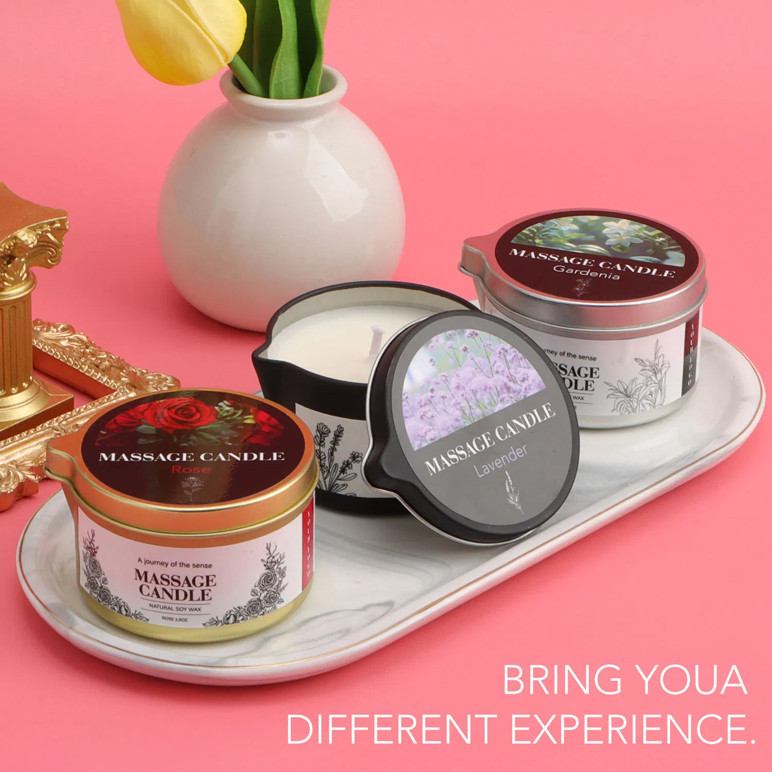 Soothing Natural Massage Candles with Plant Extracted Essential Oils
