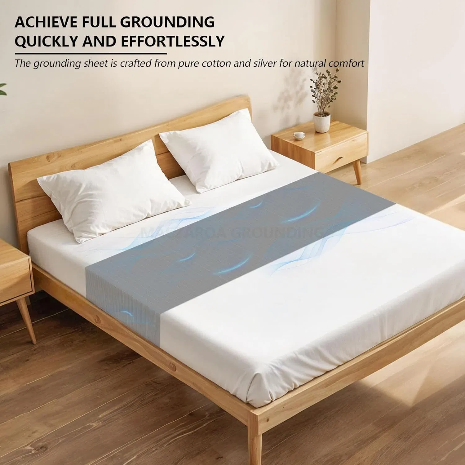 Grounding Mat for Bed, 10% Silver Fiber Grounded Fitted Bed Earth Sheets