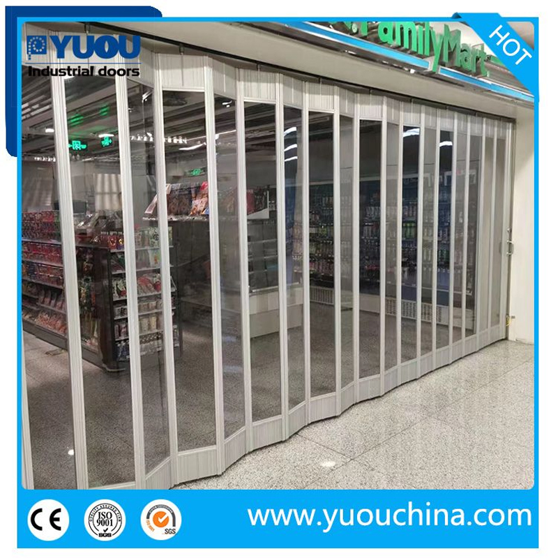 High Quality Transparent Clear View Polycarbonate PC Folding Sliding Door for Shopping Malls