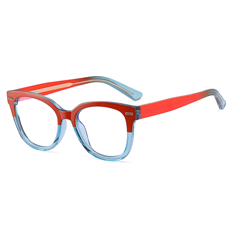 Fashion Contrast Color Tr90 Square Frame Computer Eyeglasses Blue Light Blocking Eyewear