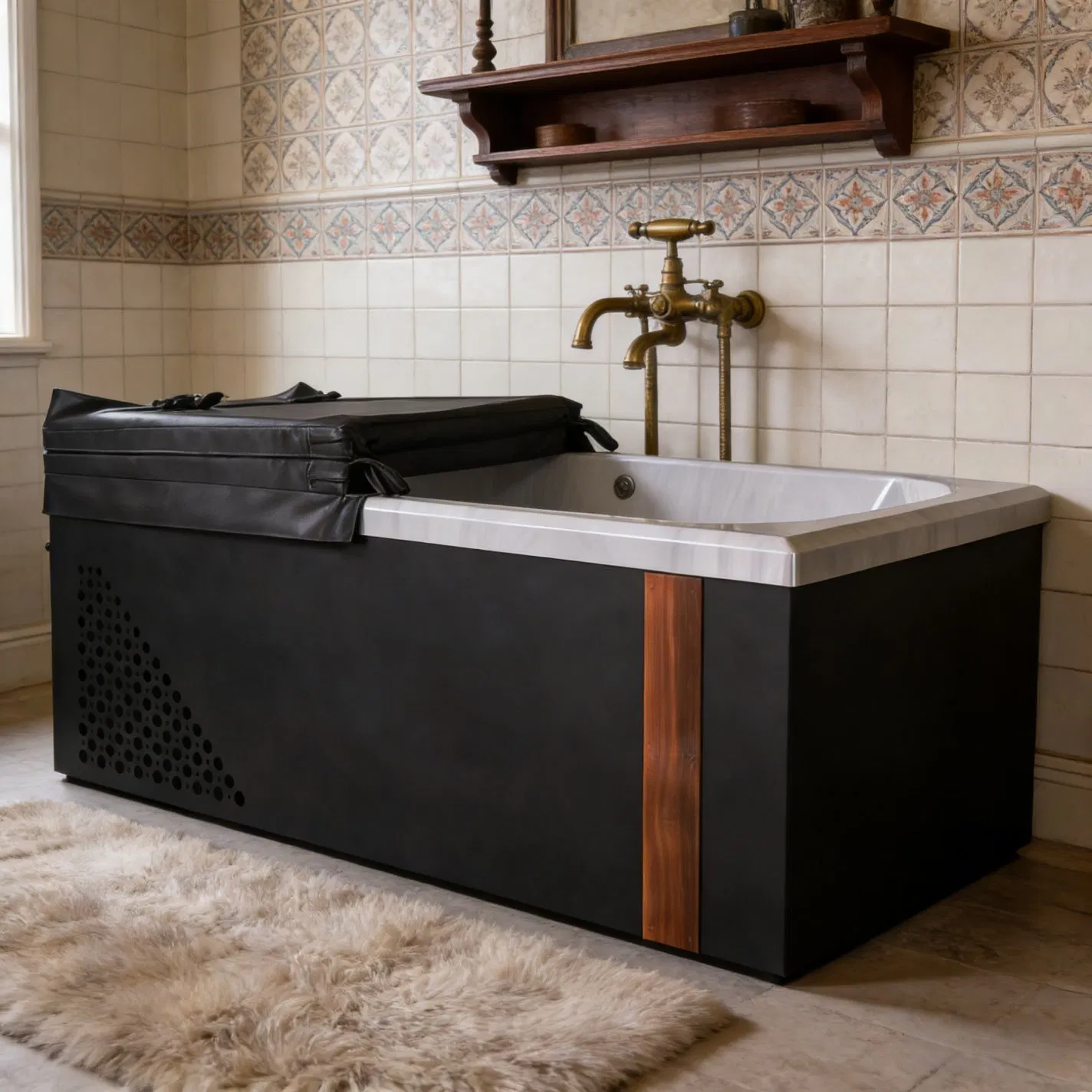 Премиум ледяная ванна из нержавеющей стали и дерева