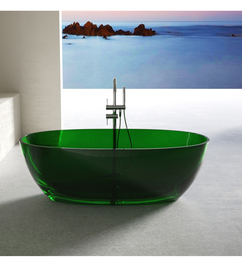 Bathroom Furniture Translucent Colorful Bath Tub Crystal Clear Bathing Tub for Adults Resin Bathtub