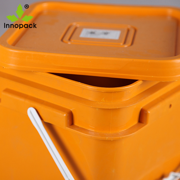 Square Bucket 10liter Pail with Handle and Lid for Food