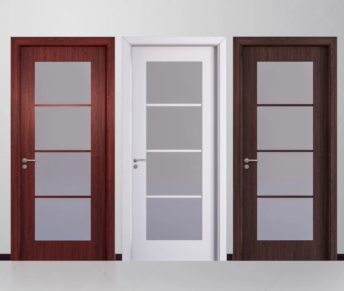 European Style Double Casement Outside UPVC Door Factory