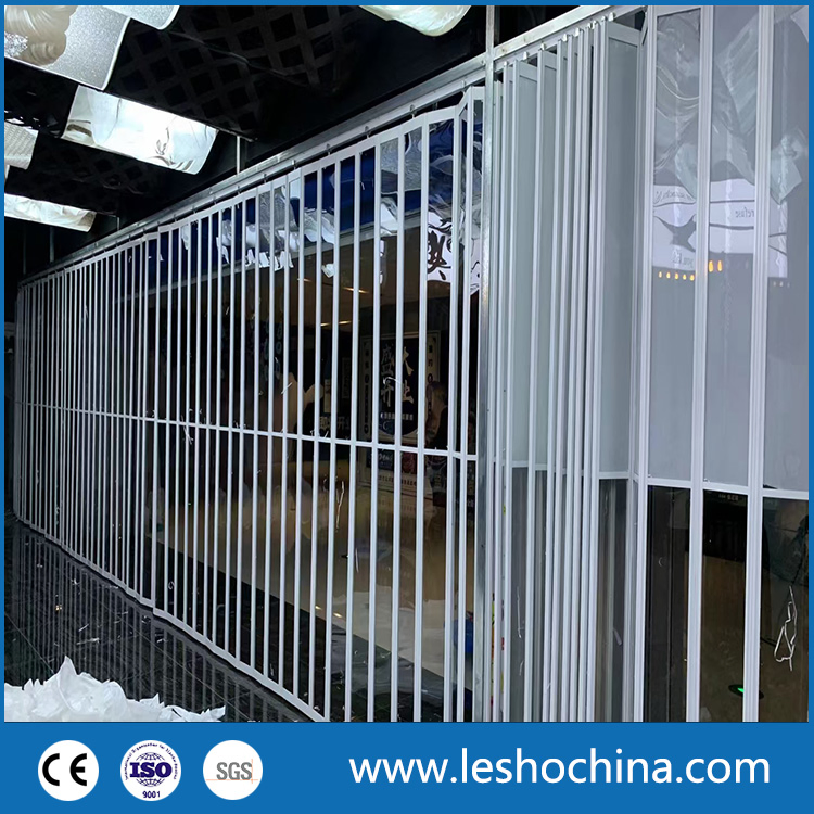 Commercial Shop Front Transparent Polycarbonate Aluminium Sliding Door Mall Metal with Durable PVC Panels Folding Accordion Doors