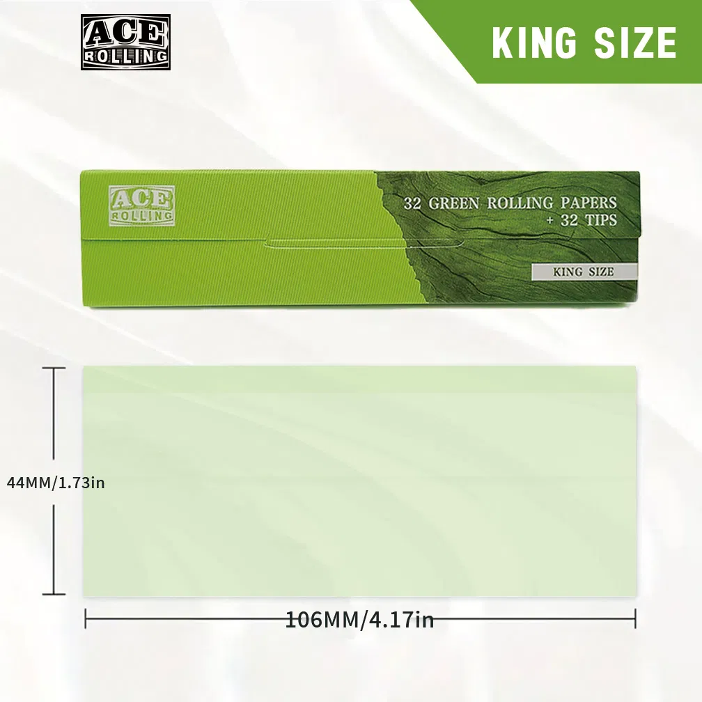 48h Fulfillment Factory Price Green Color Kingsize Booklet+Tips Cigarette Roller Paper