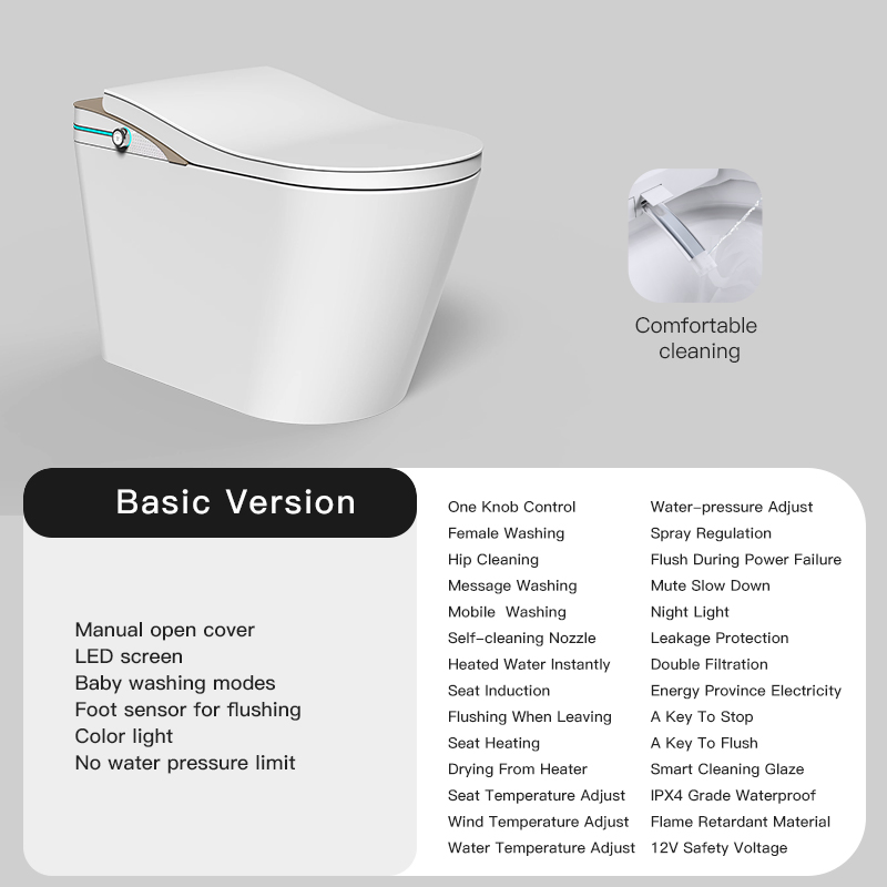 Intelligent Toilet Bidet Ceramic Auto Open Automatic Flush One Piece Smart Toilets