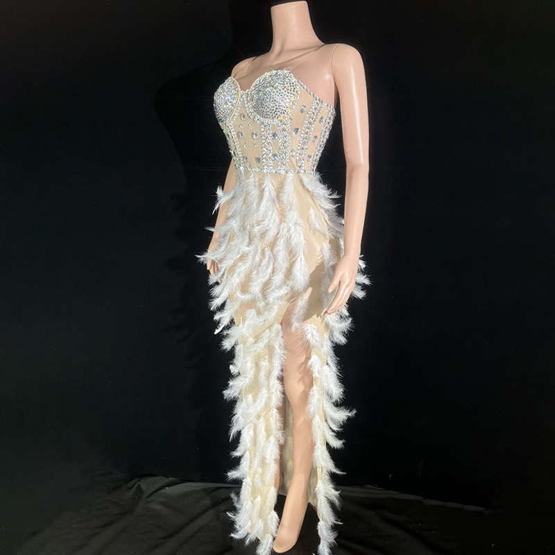 Платье женское с перьями для вечеринки