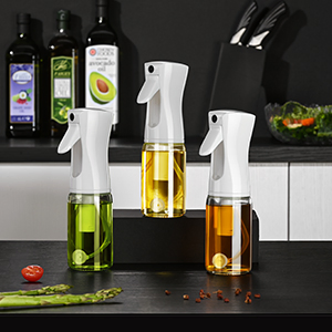 Kitchen Glass Oil Spray Bottle 200ml Transparent Pressure Olive Oil Dispenser Bottle