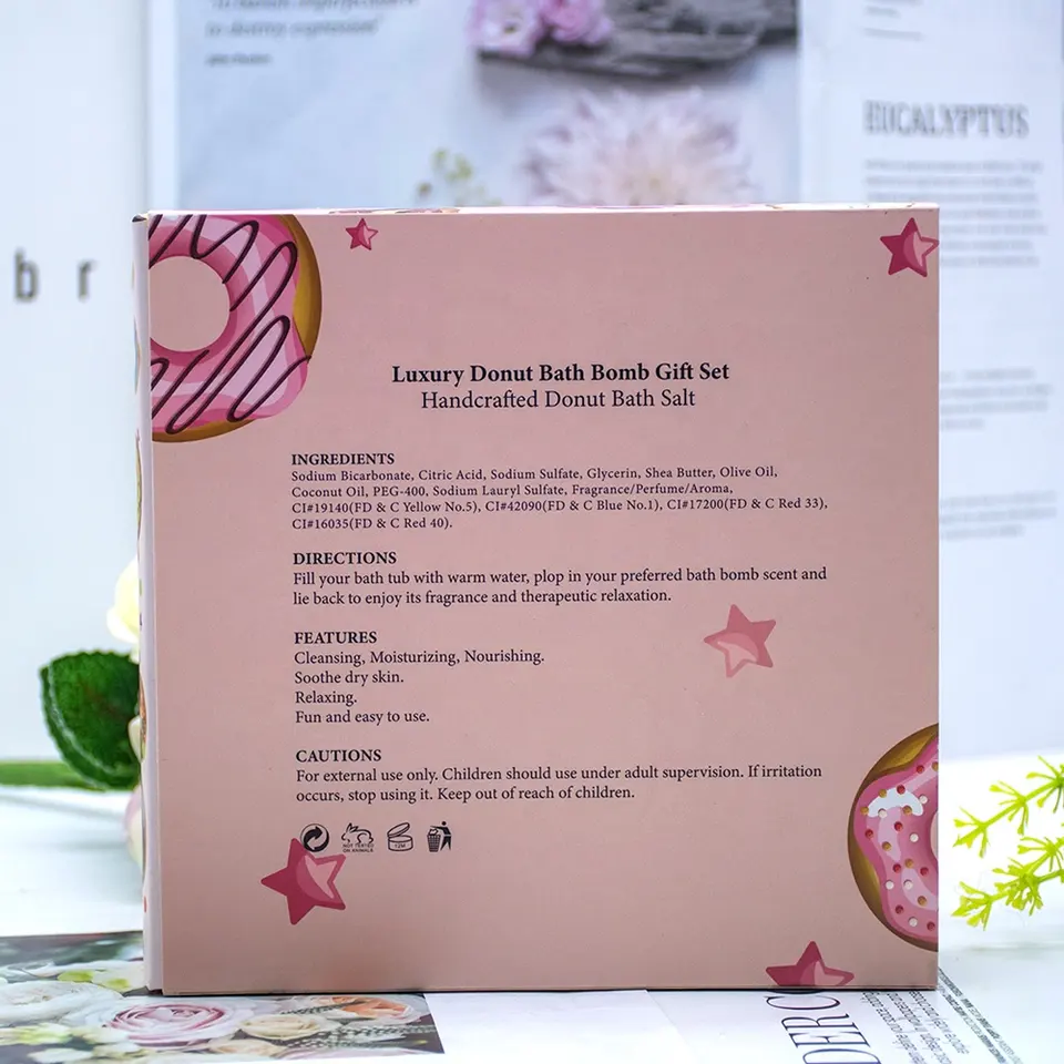 Wholesale 4 Pack Bath Bombs Organic Colorful Doughnut Shape Vegan Bath Fizzer Donut Bath Bombs