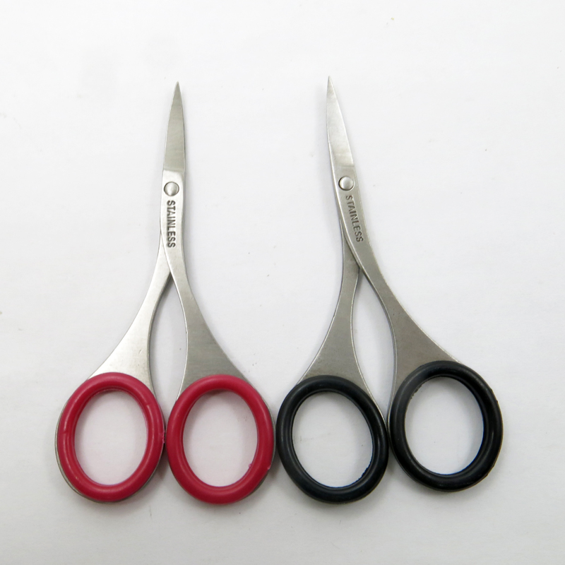 High Stainless Steel Beauty Scissors with Rubber Silicone for Eyebrow Eyelash Facial Trimming