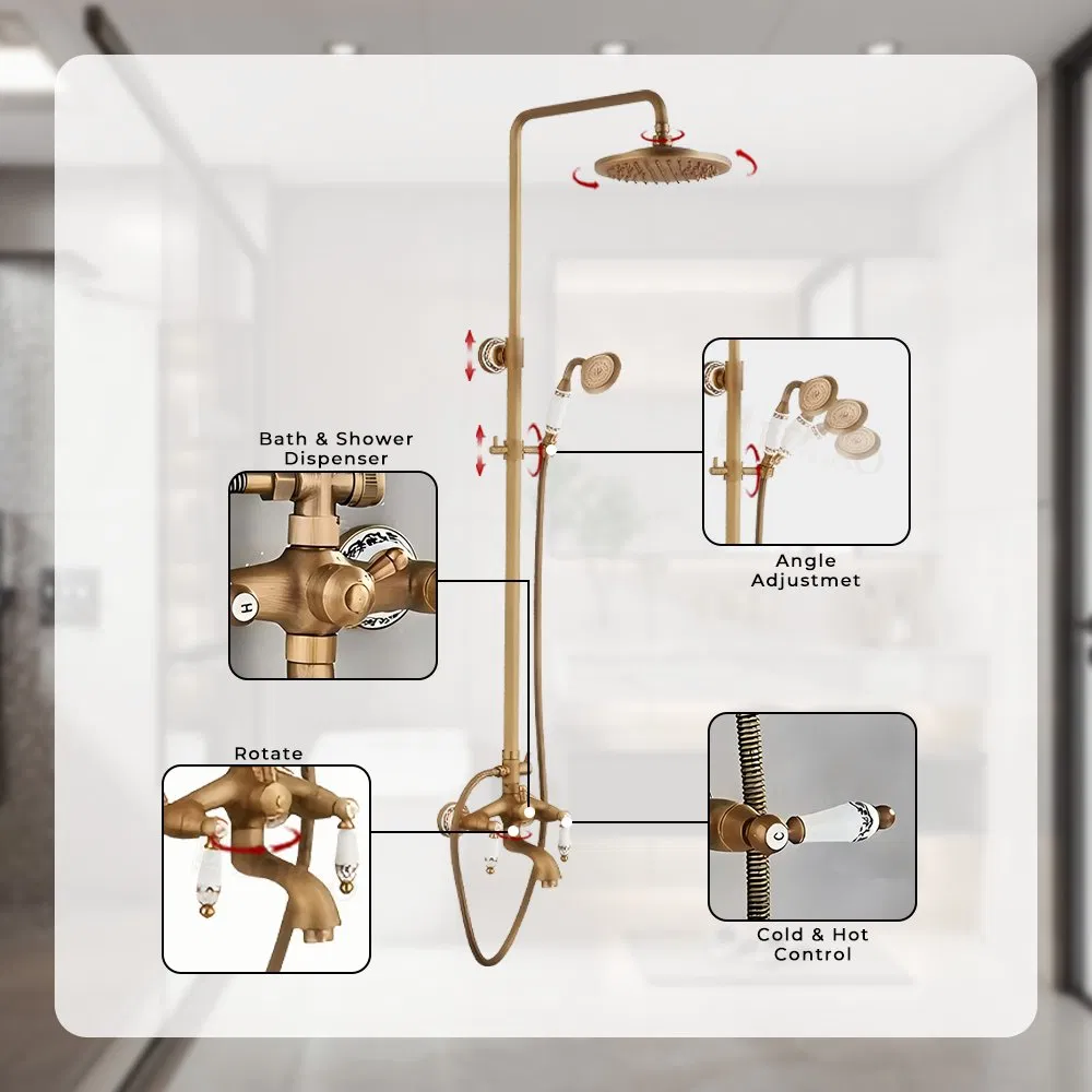 Classic Rain Brass Wall Mounted Shower Faucet Set