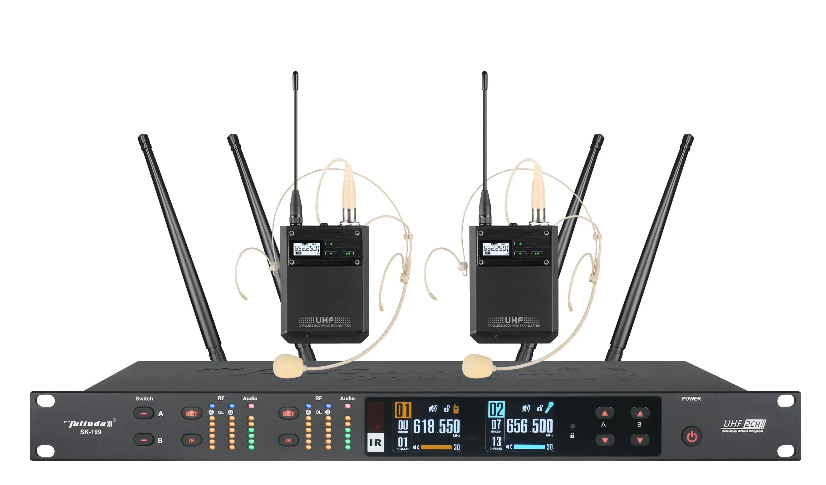 Newest Professional Wireless Microphone for Live Performance True Diversity with Spectrum Analyze