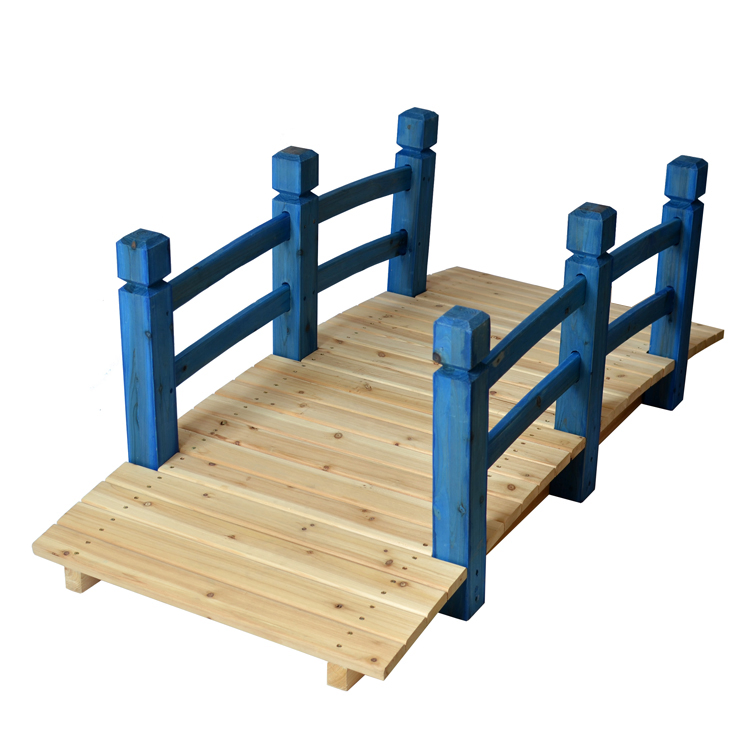 Solid Wooden Garden Bridge Antique Style with Columns