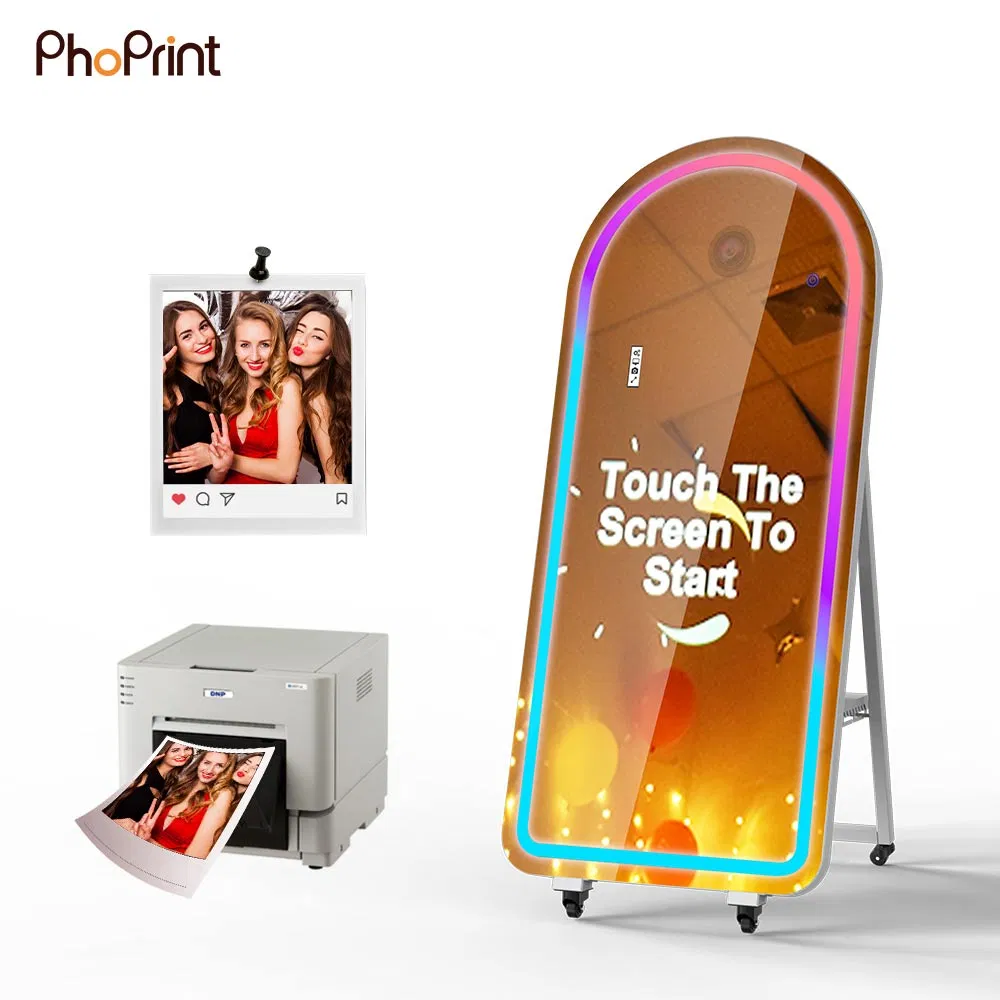 Magic Mirror Photo Booth with Printer Camera Mirror Photobooth Machine for Party Events Selfie Photo Mirror Booth