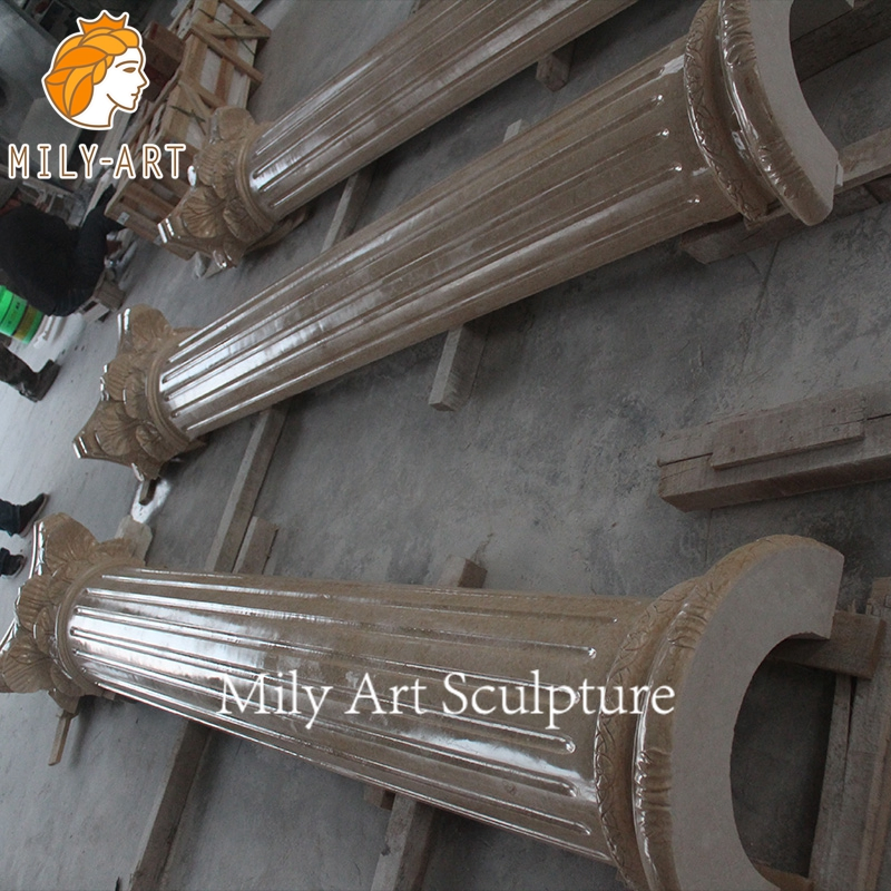 Outdoor Large Hand Carved Natural Marble Pillar for Sale