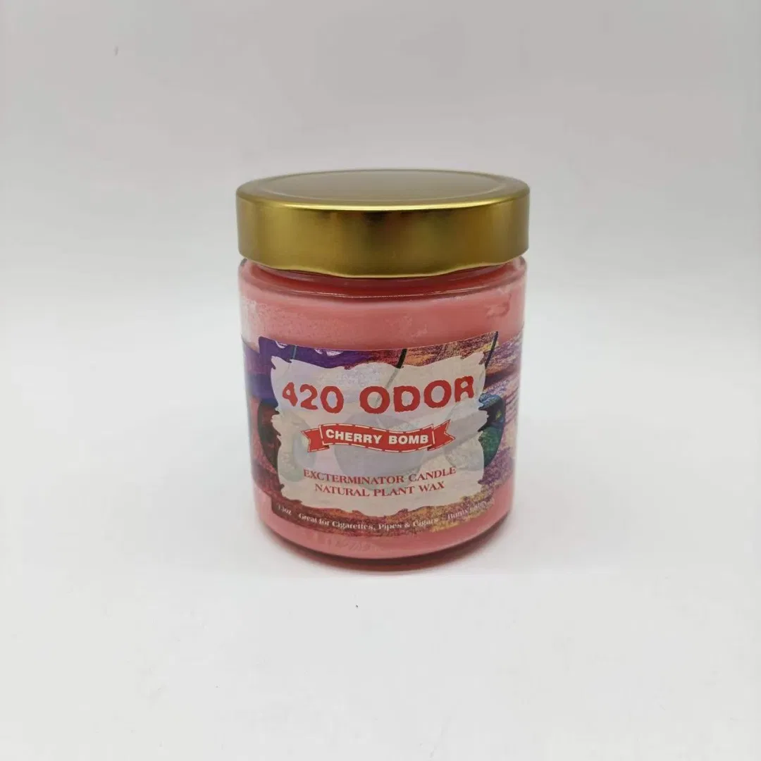 New Arrived Smoke 420 Odor Exterminator Glass Candle Jar 13 Oz Jar Candle Wax 14 Flavors