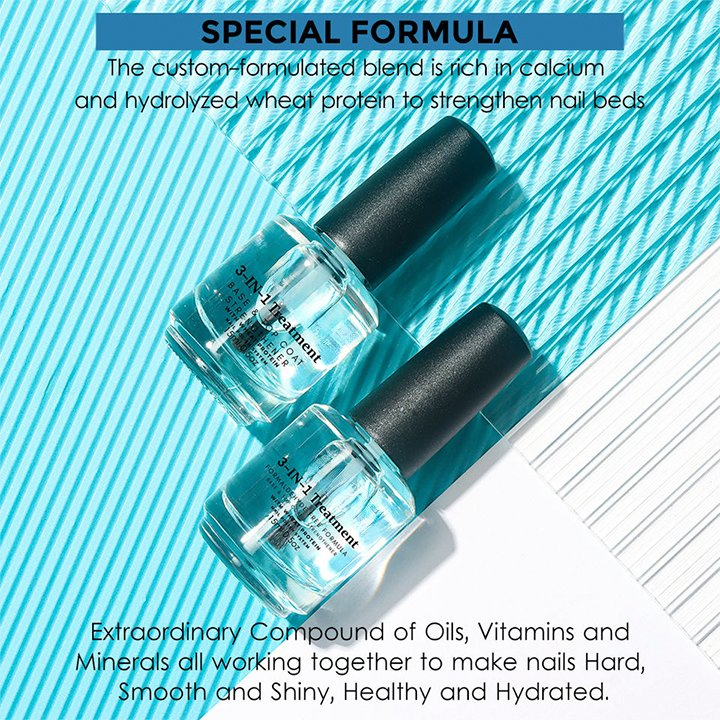 Nail Strengthener Treatment Repair Polish Air Dry Base and Top Coat Gel for Thin and Damaged Nails