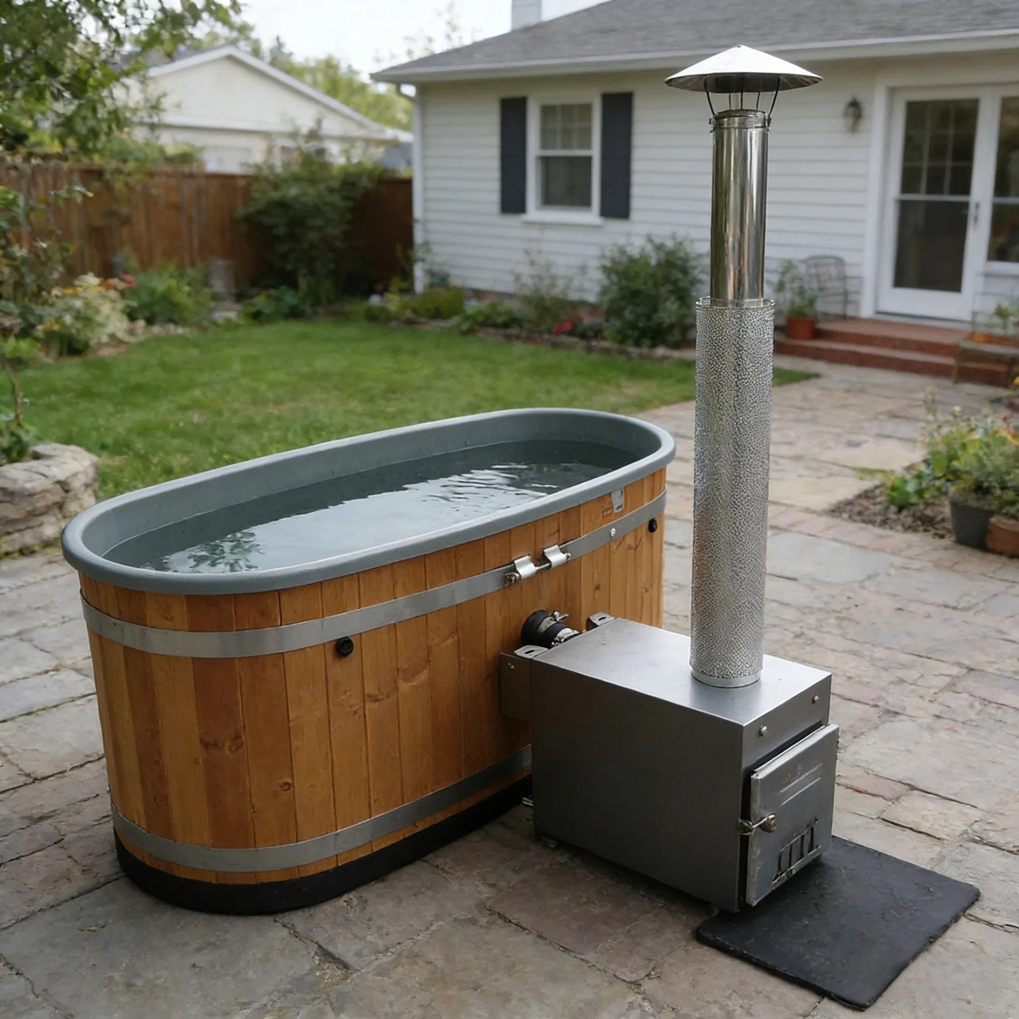 Деревянная СПА-ванна с подогревом на дровах