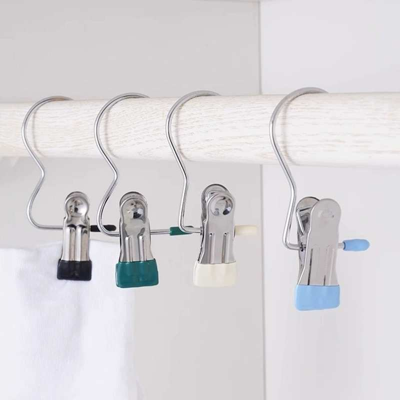 10PCS Stainless Steel Clothes Drying Seamless Storage Fabric Three Character Clip Hook