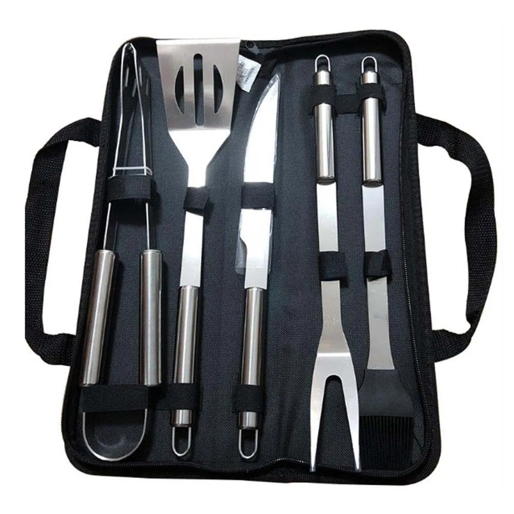 Tool Set Portable Oxford Bag Stainless Steel BBQ 5 Piece Set