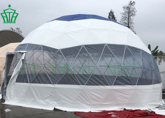 Diameter 8m Steel Dome Camping Resort Igloo Tent with Square PVC Door