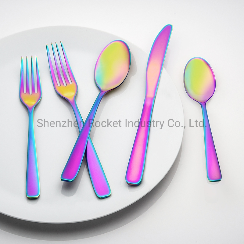 Small Colorful Spoons and Forks Stainless Steel for Dinner
