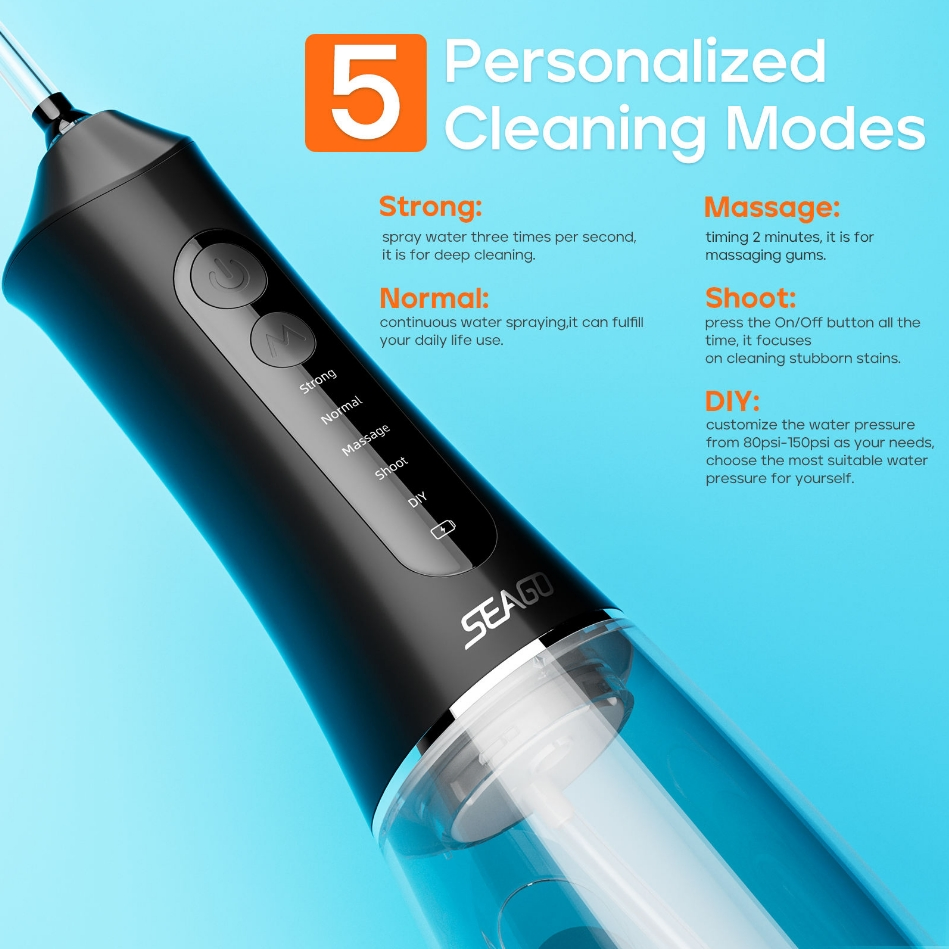 Rechargeable Ipx7 Big Detachable Tank High Psi Water Dental Care Flosser Irrigator
