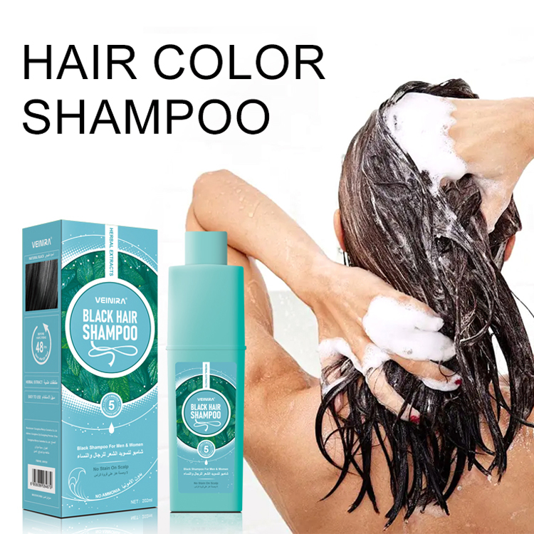 Wholesale 3 in 1 Shampoo Cover Canas Gray Permanent Color Herbal Black Hair Dye Shampoo for White Hair Tintes Para EL Cabello
