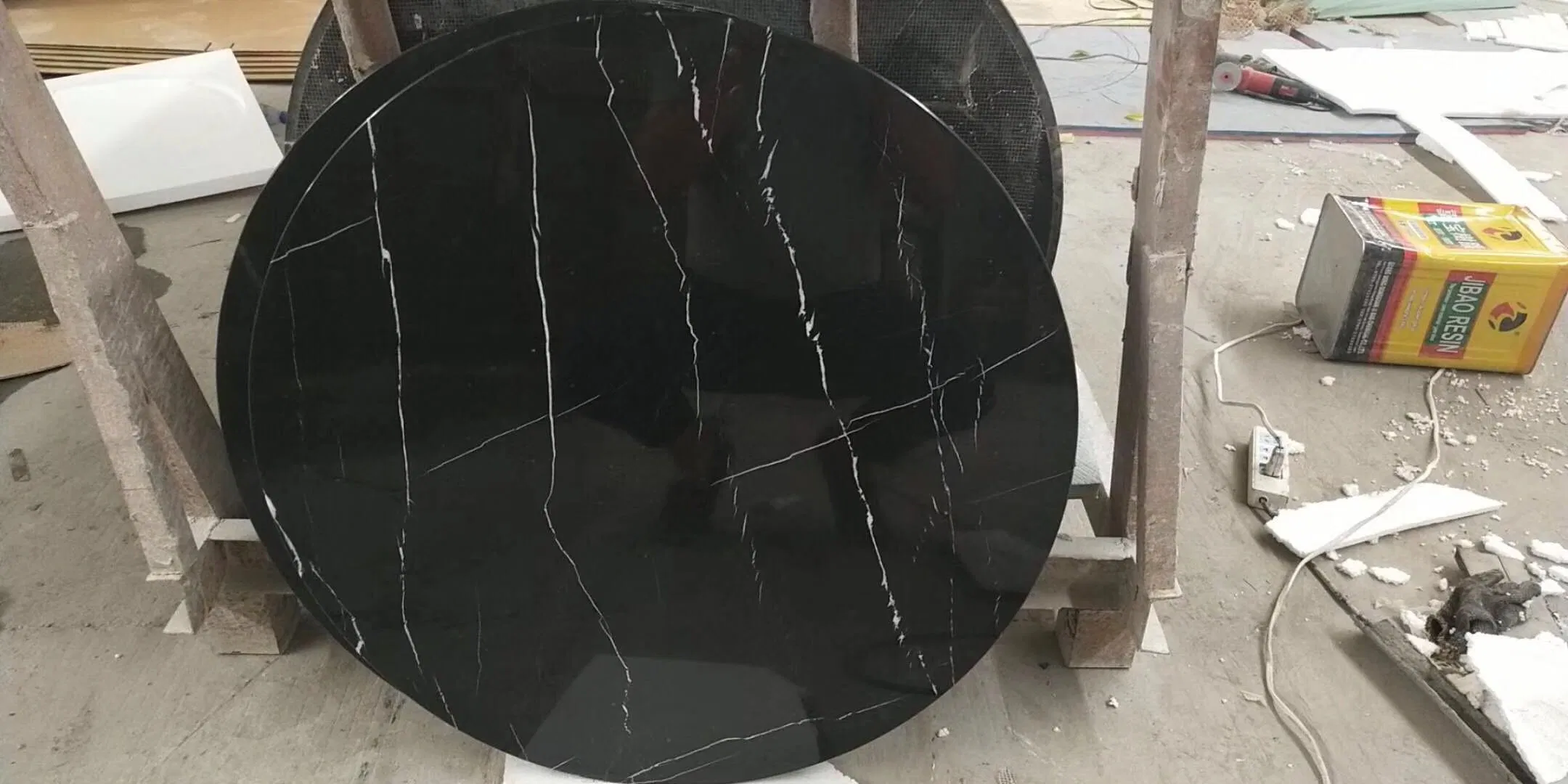 Black White Lighting Natural Marble Table Finished Product Factory Price
