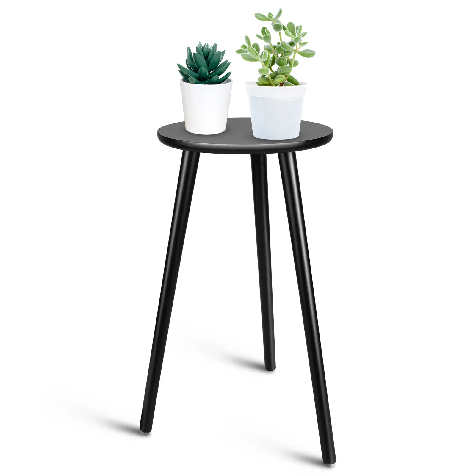 Modern Tall Holder Small Round Side End Table Wood Plant Flower Stand