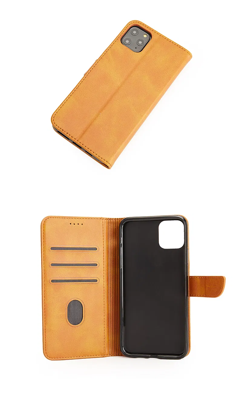 Faux Leather Magnetic Snap Card Protective Cover Case for iPhone 8 7 6s 6 Plus 13 14 15 Plus Pro Max