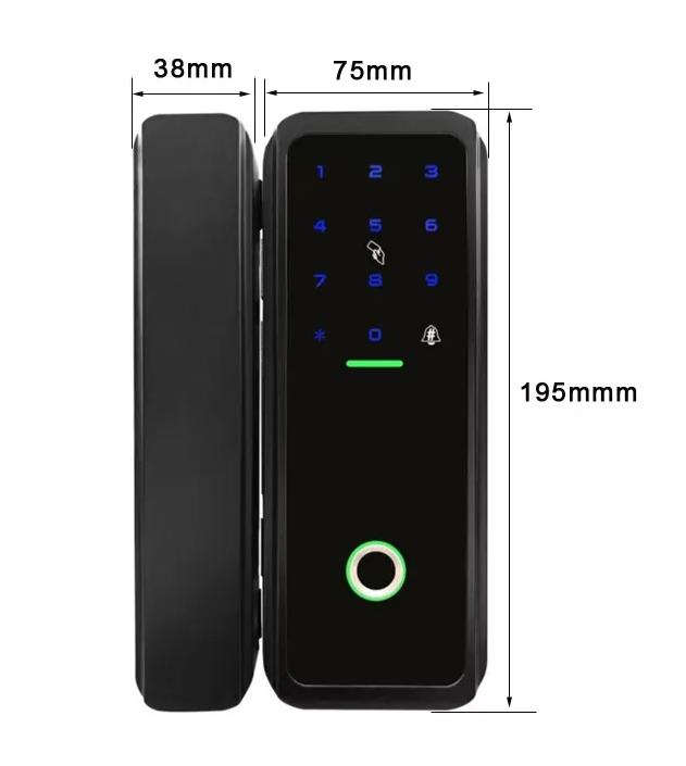 Fingerprint Lock 12mm Glass Door Smart Lock Popular Sliding Door