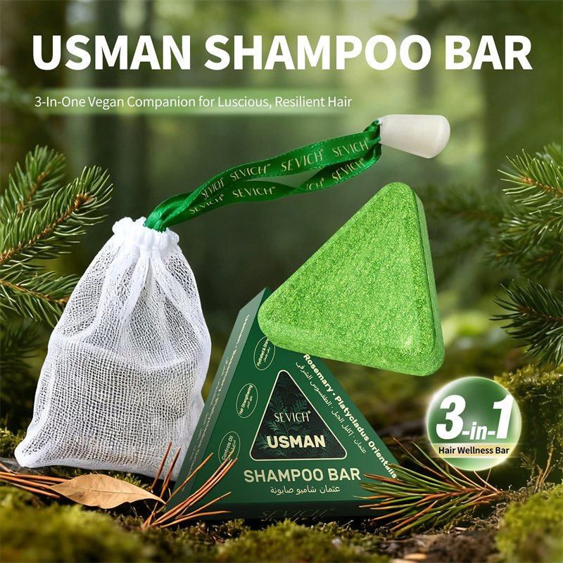 Triangle Usman Herbal Shampoo Bar 3 in 1 Rosemary Shampoo Soap