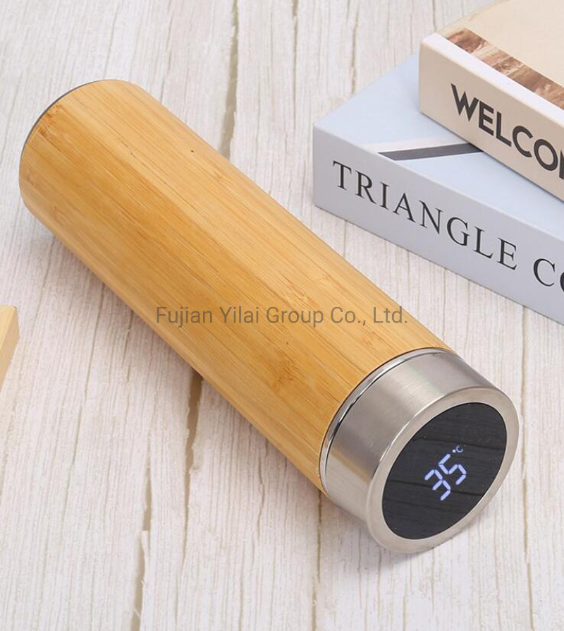 Double Walled Bamboo Vacuum Insulated Tea Infuser Water Bottle with Tea Strainer Travel Vacuum Flask