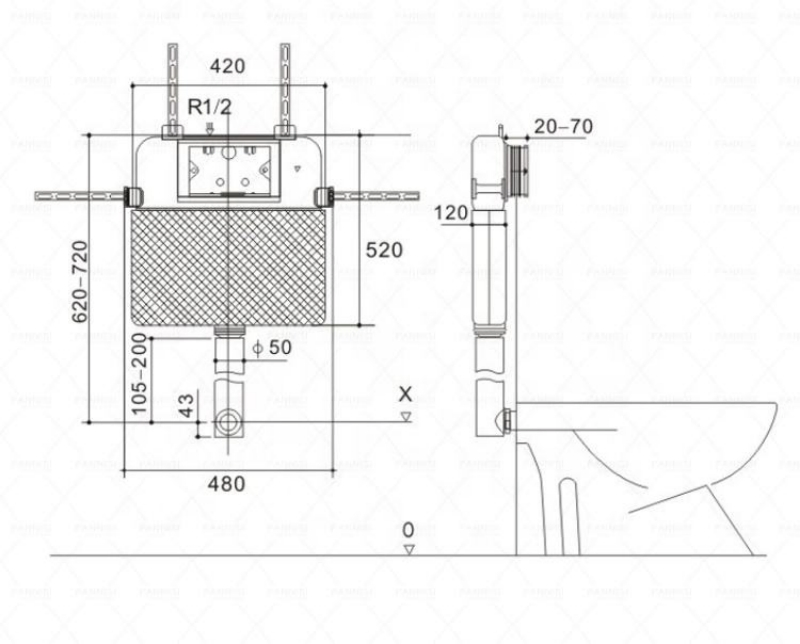 Bathroom Accessories Plastic Toilet Tank for Wall Mounted Toilet