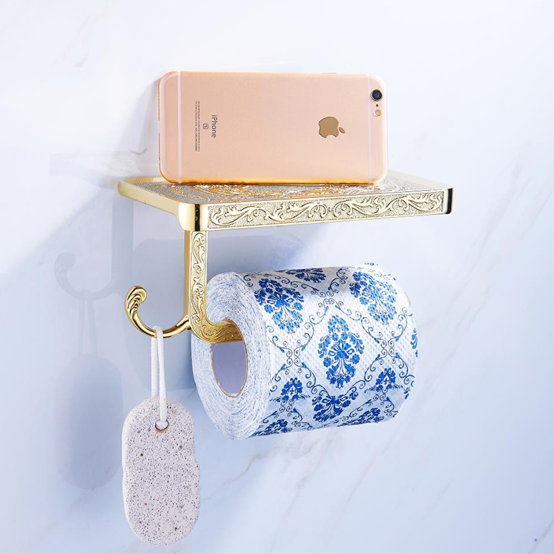 Sanitary Ware Bathroom Accessories Set Hardware Toilet Tissue Paper Holder with Shelf