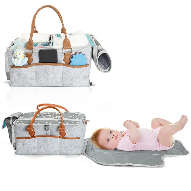 Ultimate Travel Baby Diaper Caddy with Changing Mat